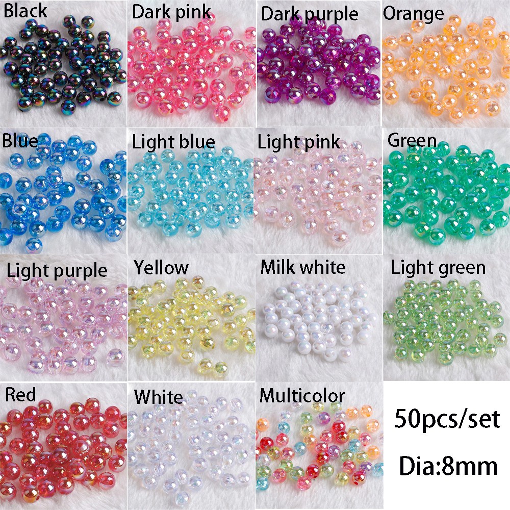 Bộ Hạt Acrylic Nhiều Màu Làm Trang Sức Thủ Công Mihan1