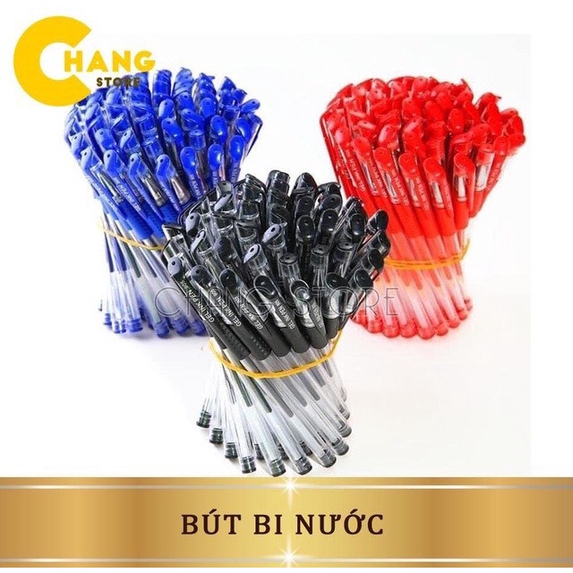 Bút bi nước Gel 0,5mm mực đều viết chữ rất đẹp có 3 màu xanh đen đỏ