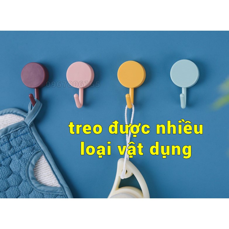 Vỉ 10 móc nhựa tròn dán tường siêu dính, siêu chịu lực