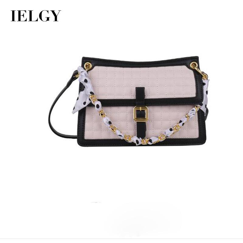 IELGY Túi Đeo Vai Hình Vuông Cỡ Nhỏ Vải Lụa Phối Dây Xích Thời Trang Cho Nữ