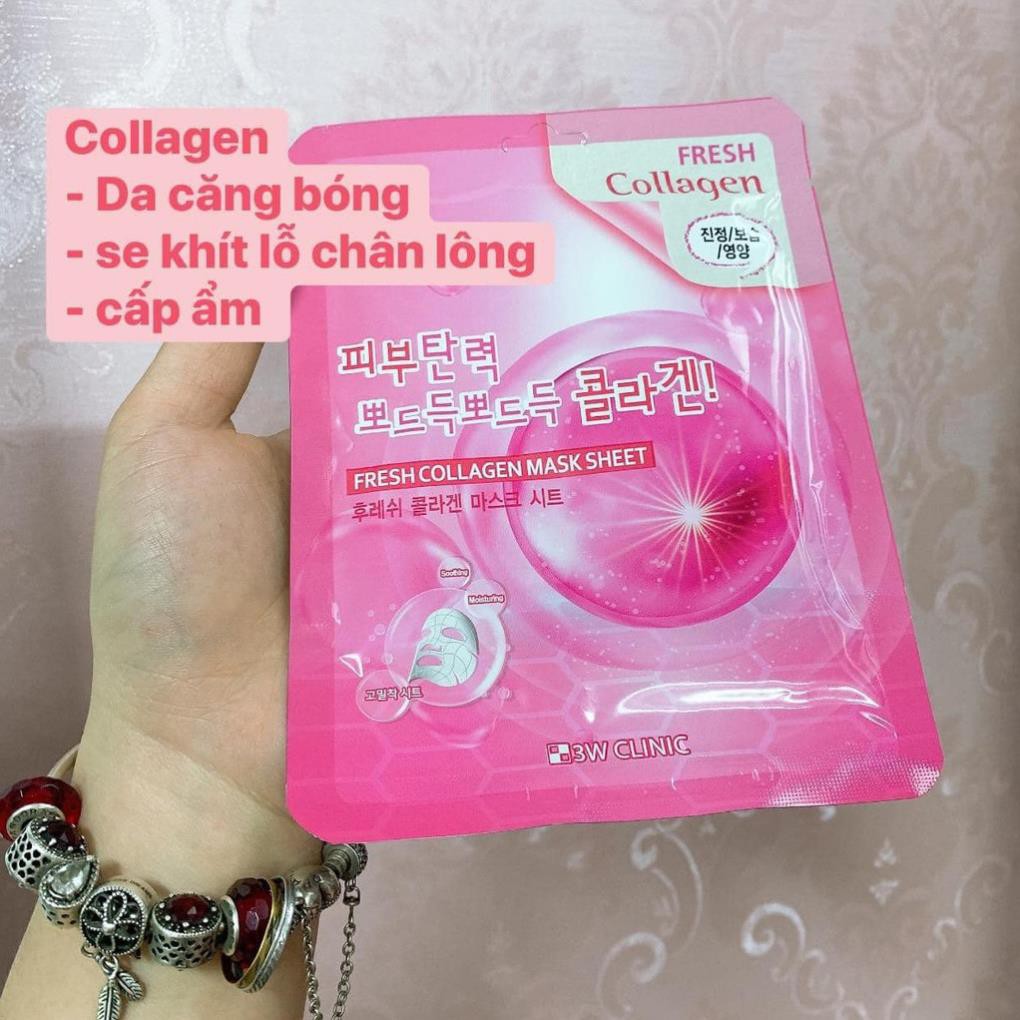 Mặt nạ giấy dưỡng da chiết xuất từ Collagen 3W Clinic Hàn Quốc 23ml giúp da mềm mại trắng sáng tự nhiên