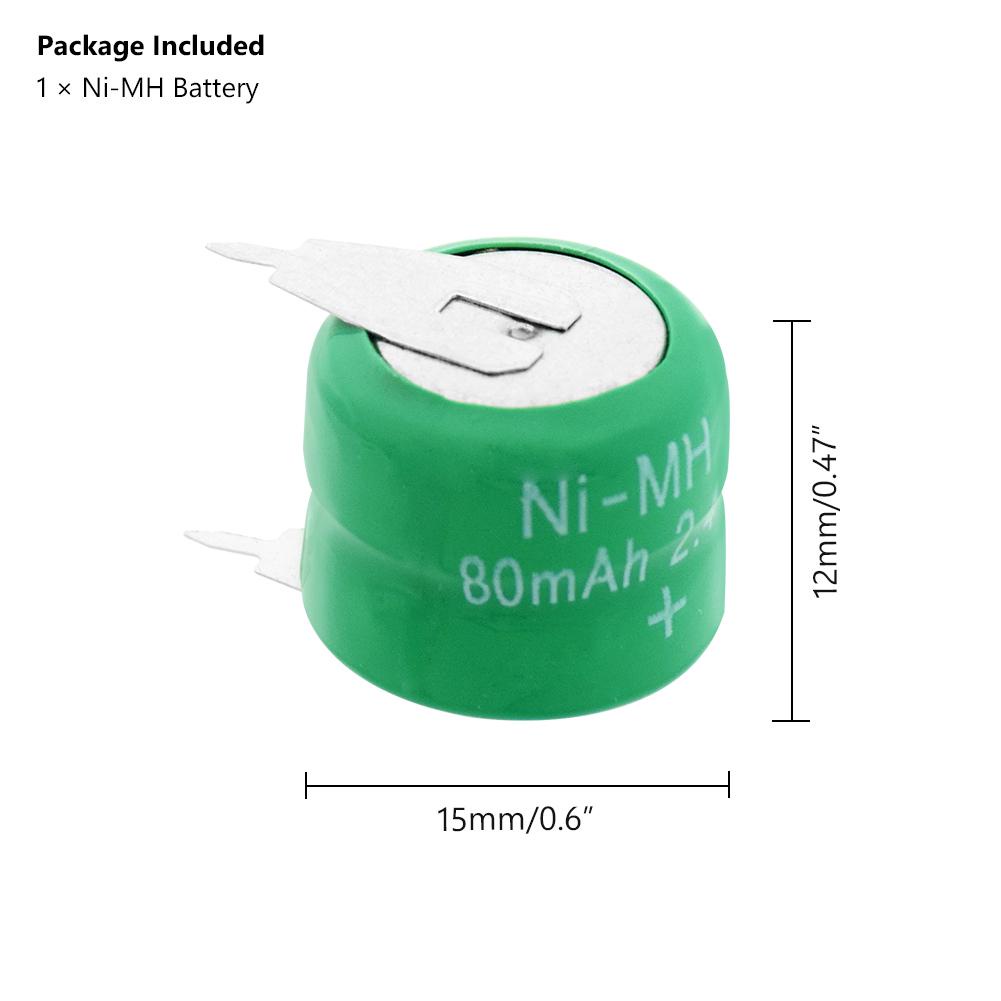 Pin sạc cúc áo chân hàn NI-MH 2.4V 80mAh 40 mAh