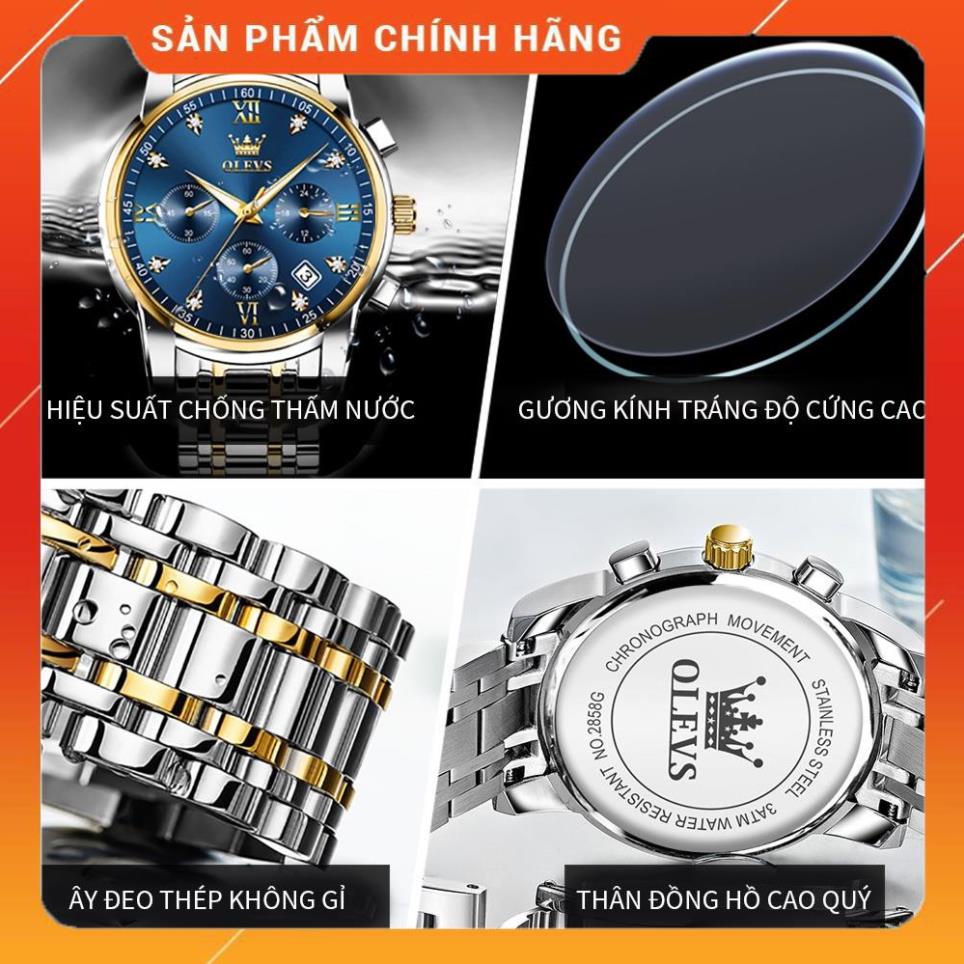 Đồng hồ OLEVS 2858 nam đa chức năng thời trang dây đeo bằng thép không gỉ