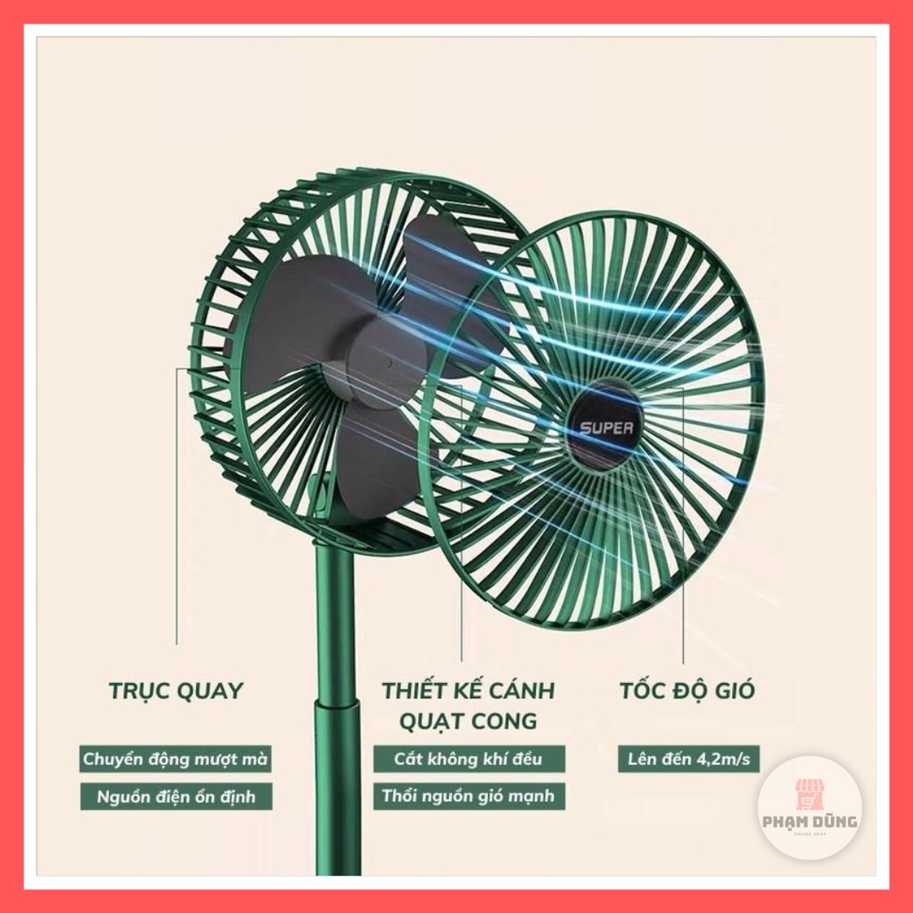 Quạt tích điện mini gấp gọn , quạt sạc mang theo du lịch tiện lợi