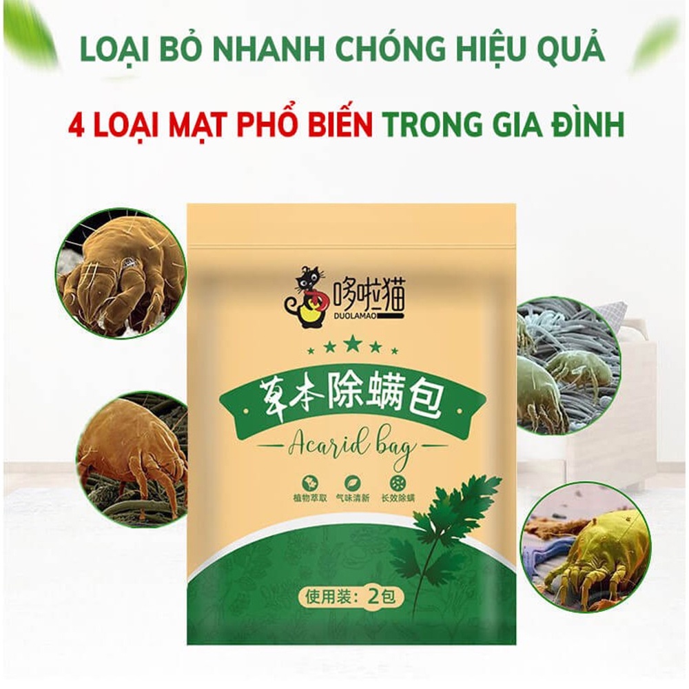 Gói 2 Túi Thảo Dược Đuổi Côn Trùng, Bọ Rệp - Lót  Dưới Gối Đệm Diệt Mạt - Gói Thơm Chống Ngứa Giúp Bạn Ngủ Ngon