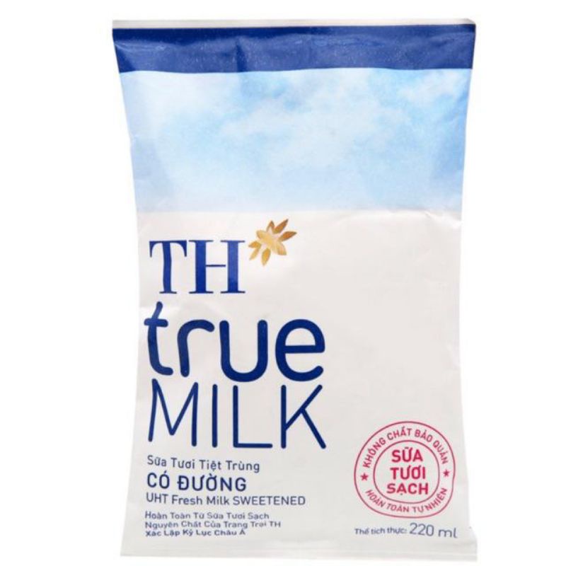 THÙNG SỮA BỊCH TH TRUE MILK 220ML - 48 BỊCH
