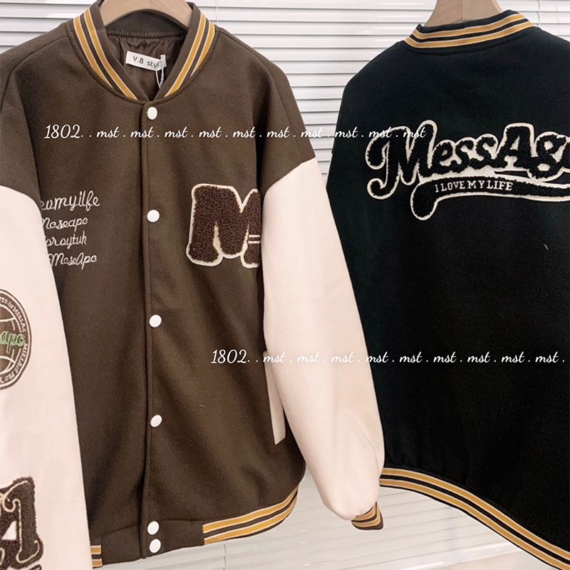 Áo Khoác Bomber Varrsity Chữ M Dạ Phối Tay Hàng Quảng Châu M1802-Teen 888