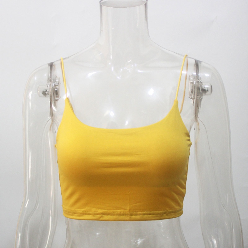 Áo Croptop Hai Dây Màu Trơn Cổ Khoét Sâu Gợi Cảm Cho Nữ