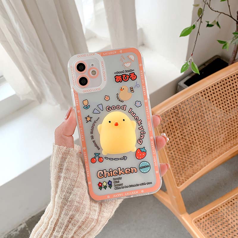 iPhone Case Casing 3D Chicken Peach Apple For iPhone7 8 11 12 Pro Max Plus X XS XR XSMAX Dust Shock Dirt Resistant TPU Silicon Soft Case Cover Skins AISMALLNUT