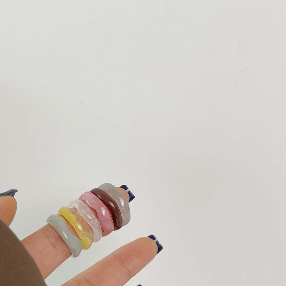 Bộ 2 Nhẫn Acrylic Trong Suốt Màu Kẹo Phong Cách Hàn Quốc Thời Trang