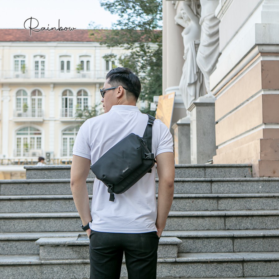 Túi đeo chéo nam vải canvas chống nước đựng ipad Rainbow BG011 dáng bì thư | BigBuy360 - bigbuy360.vn