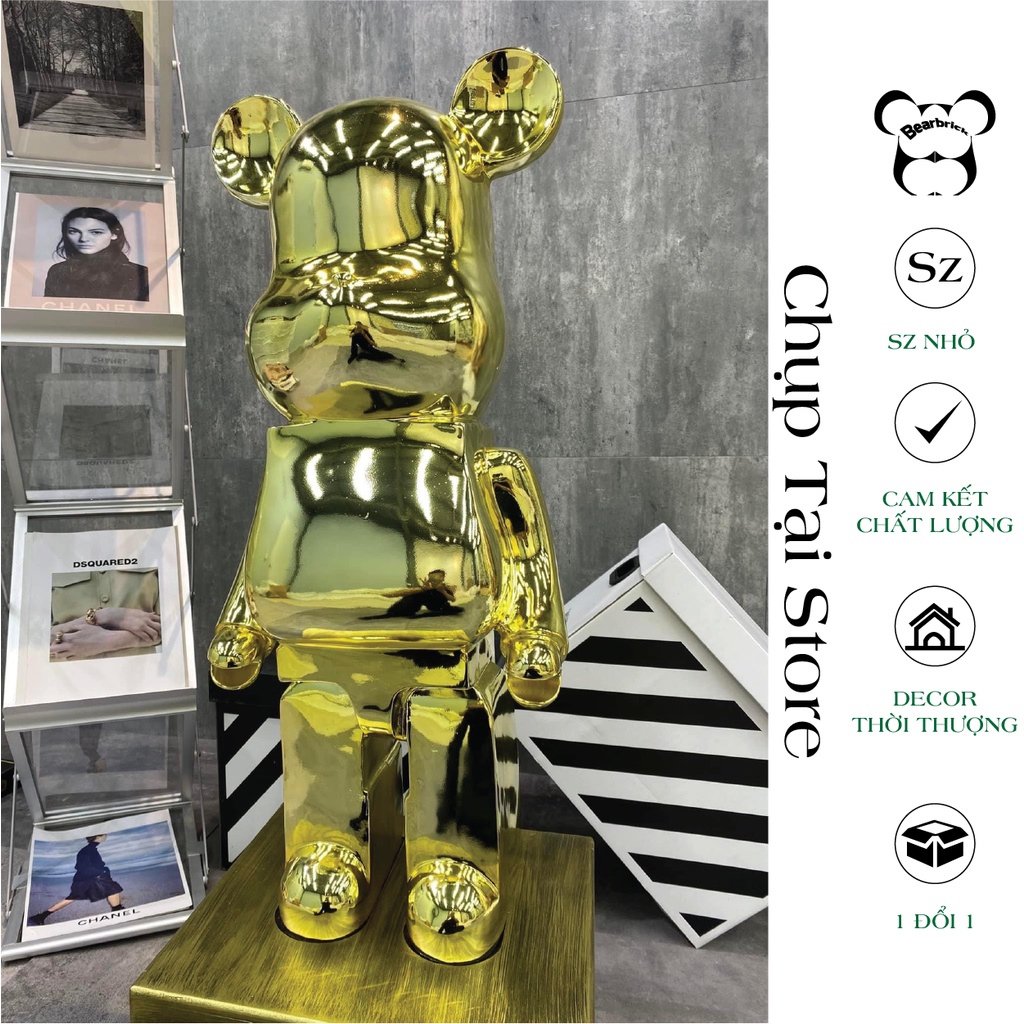 Bearbrick, gấu bearbrick 28cm, Mẫu Tráng Gương đủ màu chất liệu nhựa cao cấp - Chin Store