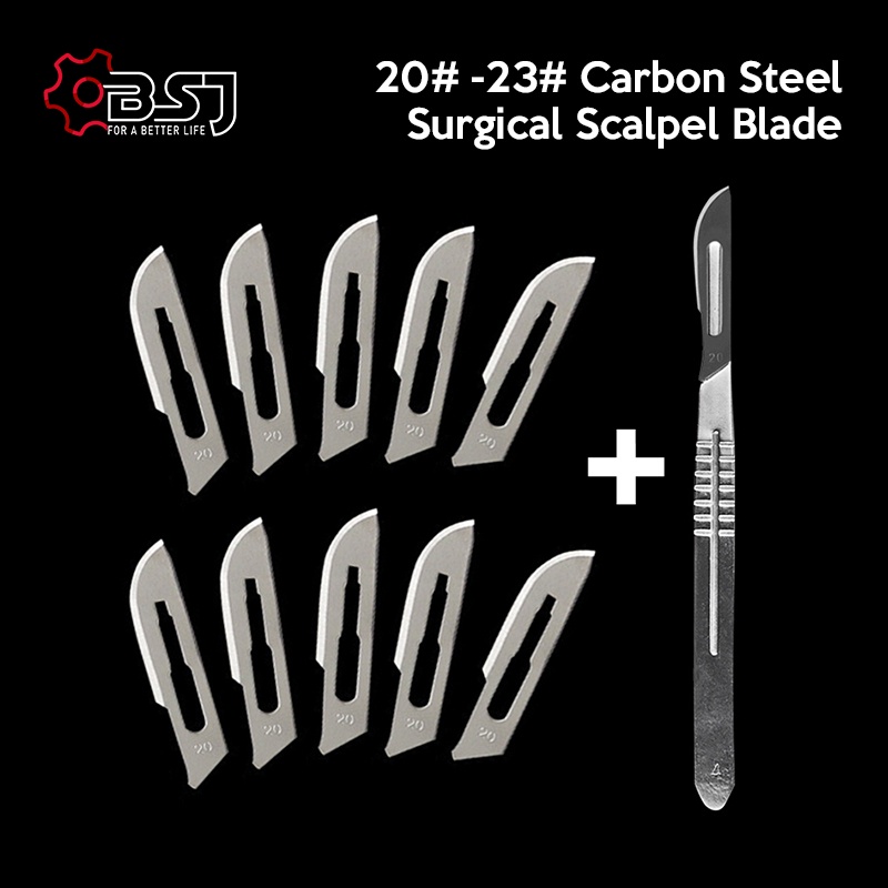 10 Cái 20# -23# Bộ Dao Phẫu Thuật Bằng Thép Carbon + 1 Dao Cắt PCB