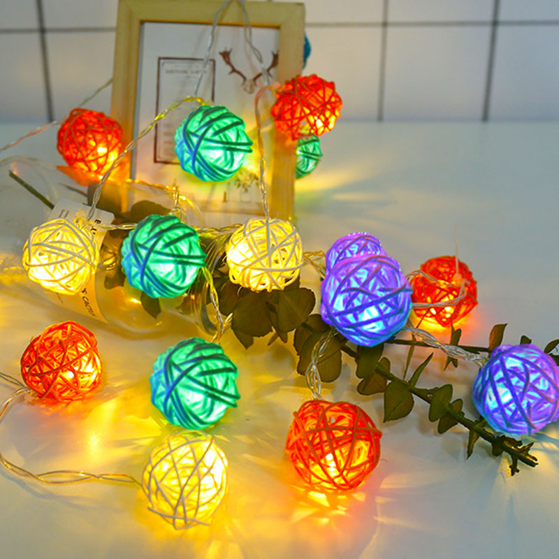 Dây Đèn Led 20 Bóng Hình Quả Cầu Mây Trang Trí Giáng Sinh