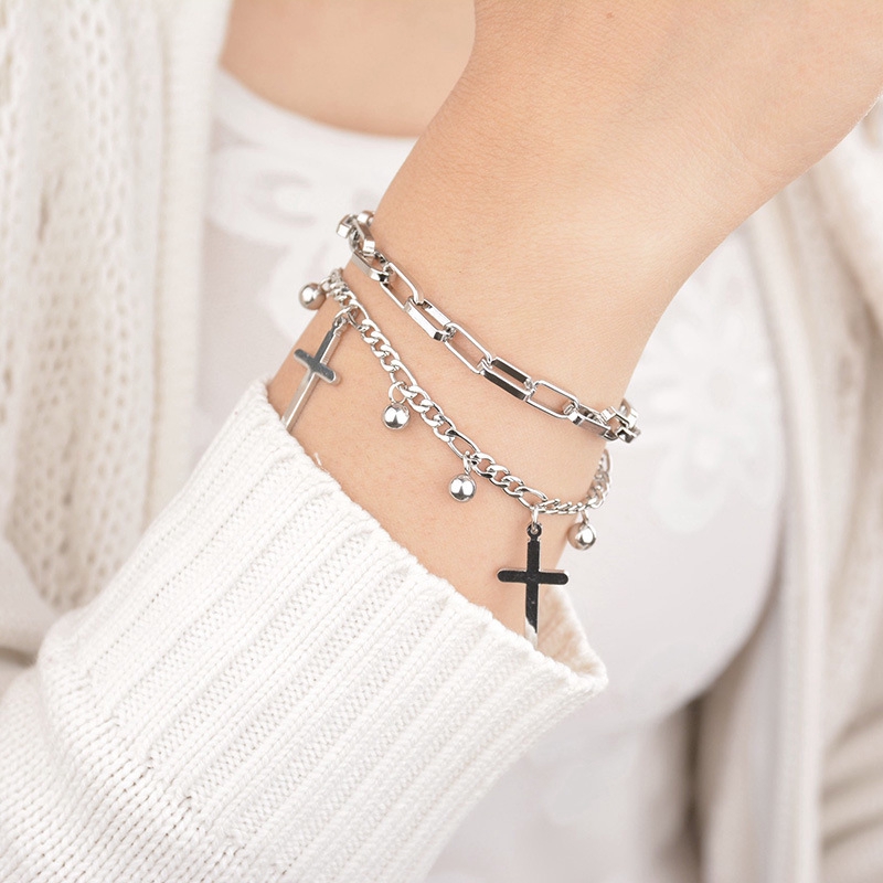 Korea Creative New Double Cross Gold Plated Jewelry Fashion Couple Bracelet