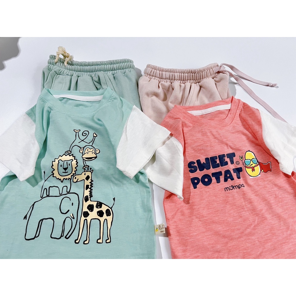 Bộ quần áo cộc tay thun cotton bé trai