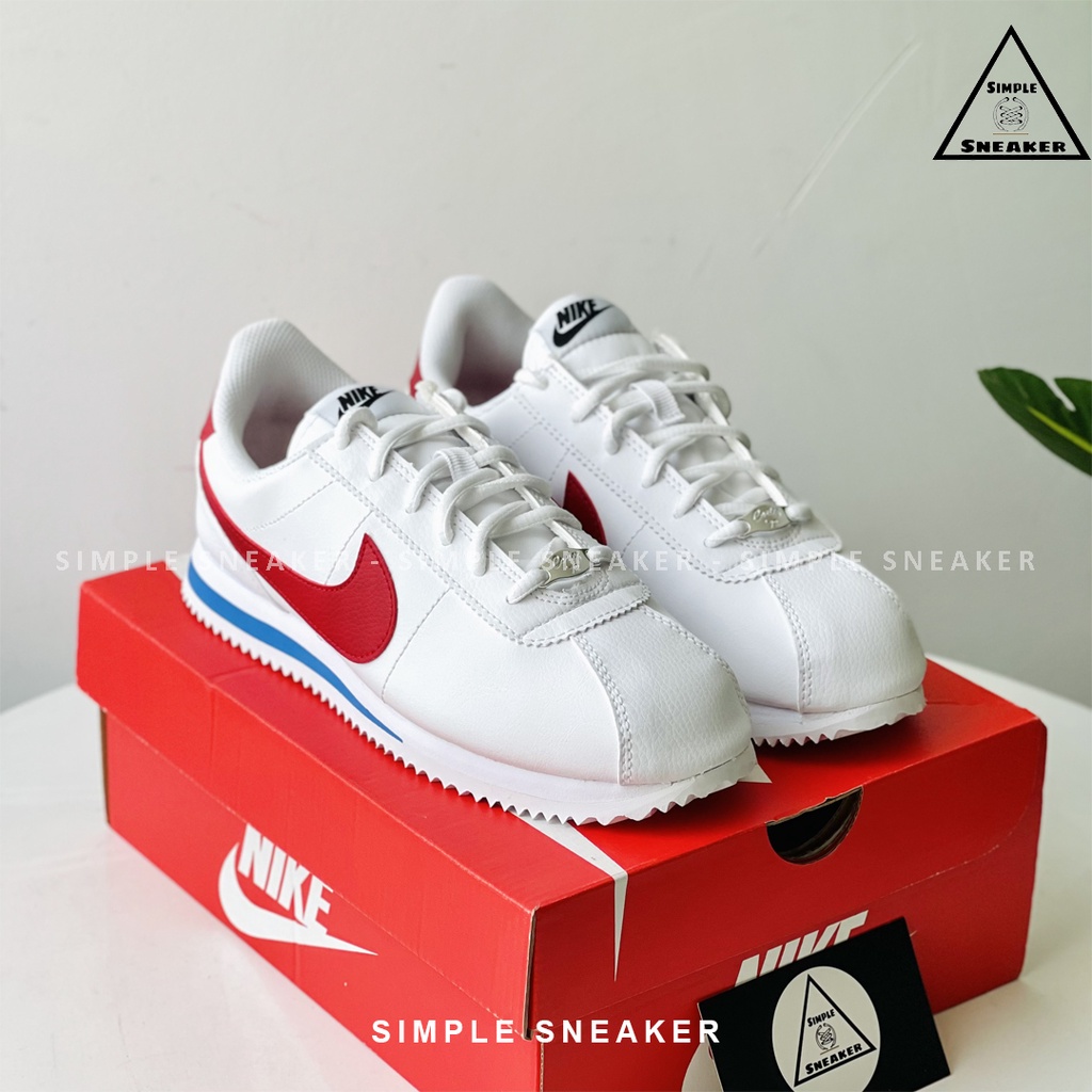 Giày Nike Cortez Auth FREESHIP Giày Thể Thao Nike Chính Hãng - Cortez OG White Red - Simple Sneaker