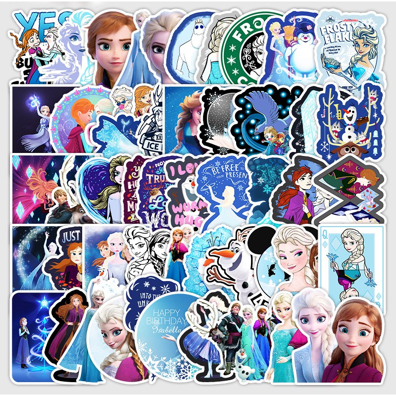 [Set 50 Cái] Sticker dán mũ bảo hiểm dễ thương hoạt hình Frozen - DB.072