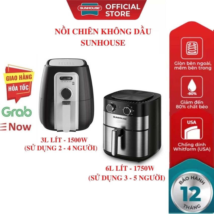 Nồi chiên không dầu SUNHOUSE SHD4086w dung tích 4.5L giảm béo chiên nướng dễ dàng tiết kiệm thời gian an toàn sử dung