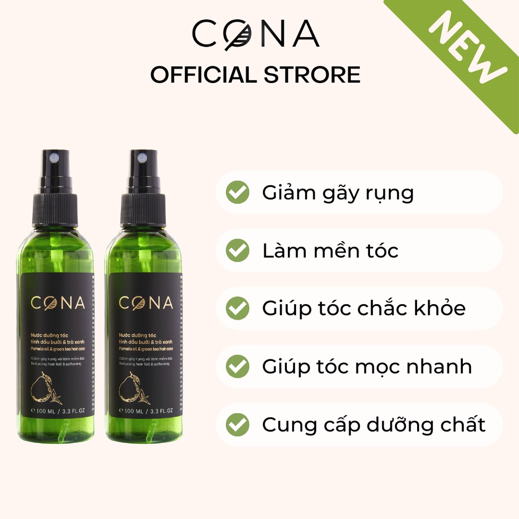 Combo 2 nước dưỡng tóc tinh dầu bưởi và trà xanh cona  2x100ml