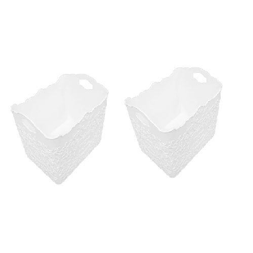 Daiso Khay Trắng Hoa Văn Box Decorative White
