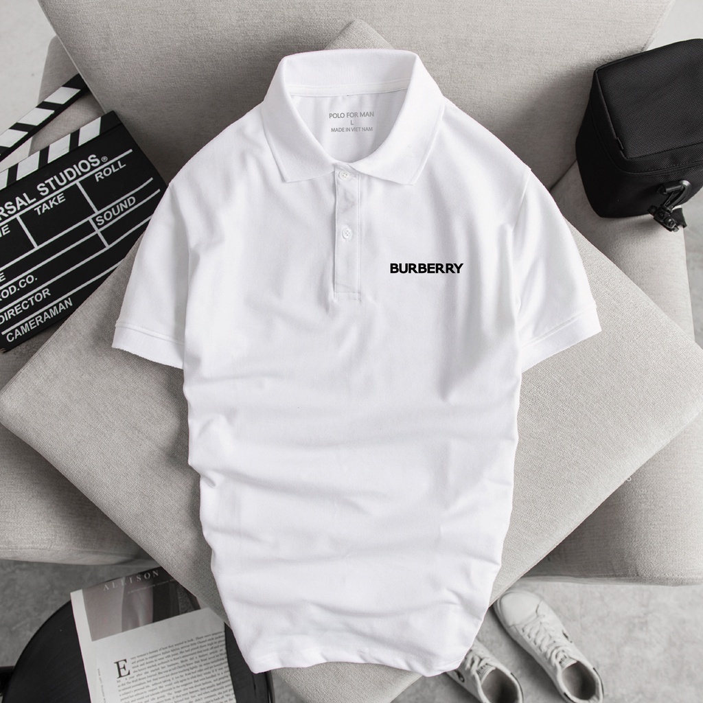 combo Áo Thun Phông Polo AMAZ  burberry in nổi Cao cấp Áo Có Cổ Kết Hợp Mũ Lưỡi Chai