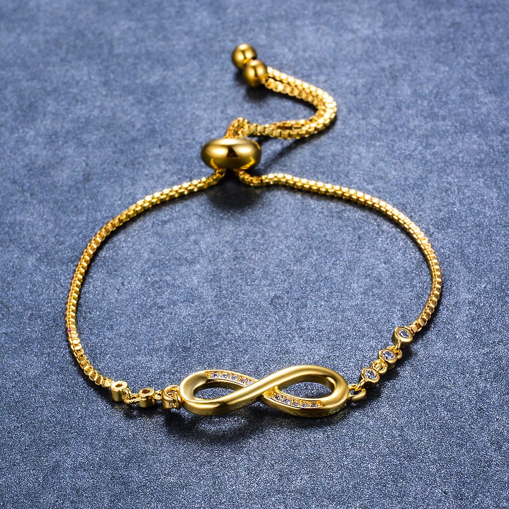 Vòng Tay Pandora Mạ Vàng 18K Đính Đá Zirconia Hình Vô Cực Thời Trang Cho Nữ 925