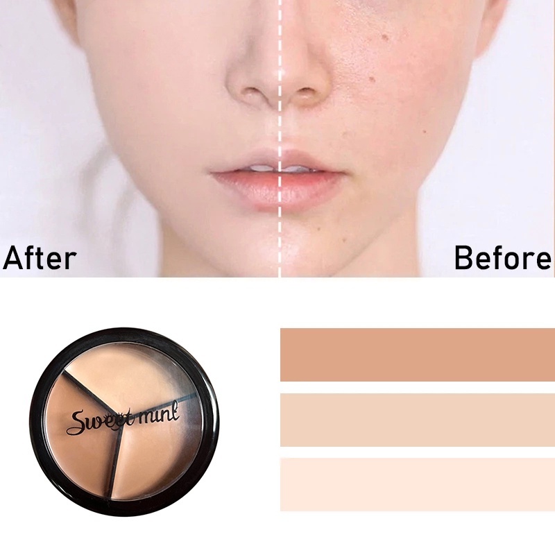 Bảng Kem Che Khuyết Điểm 3 Màu Sắc Tự Nhiên / Che Phủ Lỗ Chân Lông Lâu Trôi Hiệu Quả