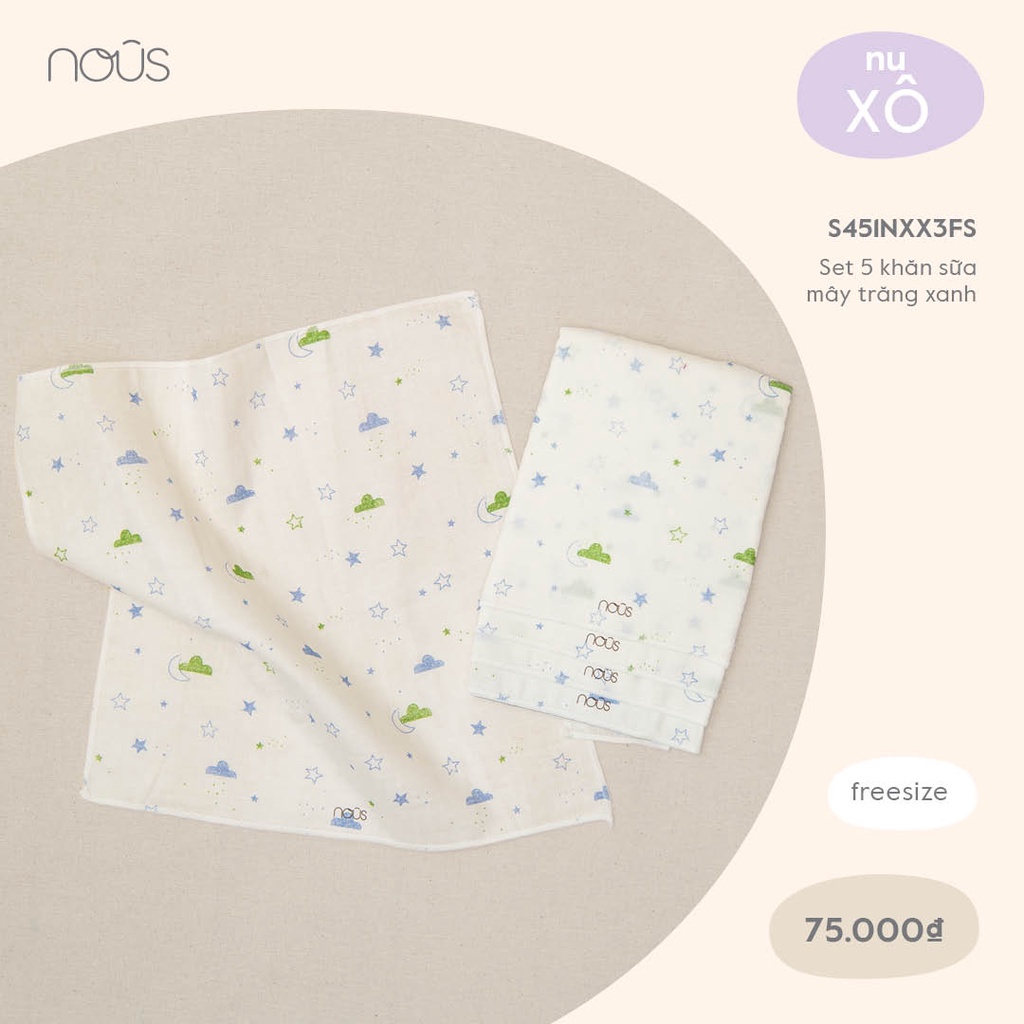 NOUS Set 5 khăn sữa 30x30cm
