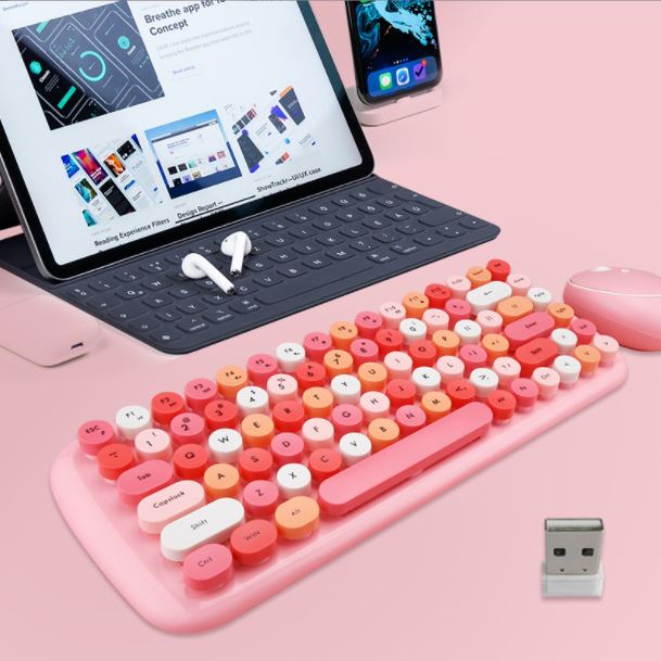 Combo bàn phím và chuột không dây Mofii Candy dễ thương, hàng chính hãng, 84 phím, dùng cho laptop tivi ipad điện thoại