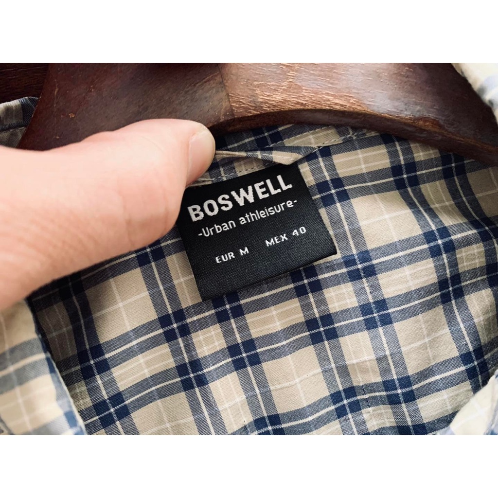 Sơ mi Boswell kẻ caro - Kẻ caro xanh xám