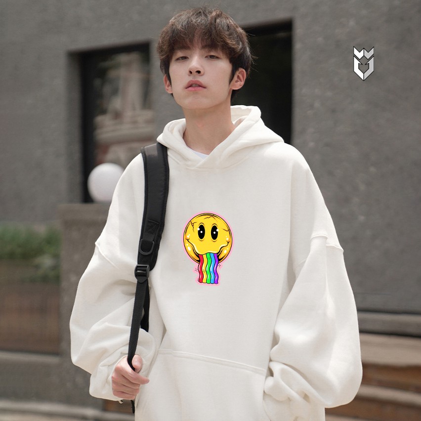 Áo hoodie vải nỉ dài tay Smile Stick nam nữ form rộng - GW Shop