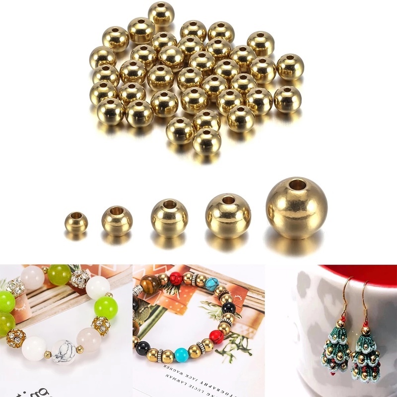 Chuỗi Hạt Tròn Bằng Đồng Thau Tự Nhiên Dùng Làm Trang Sức Diy