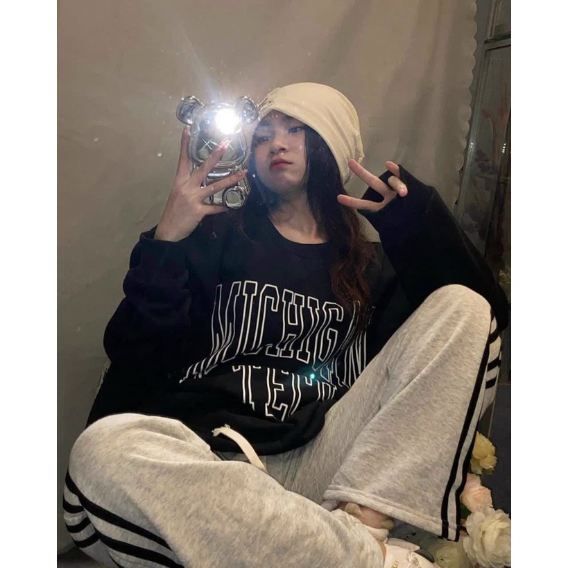 Áo Sweater Nữ Chui Đầu In Logo Đẹp Tay Phồng Form Rộng Mặc Đẹp Thoải Mái Thời Trang Mới NEW UNISEX