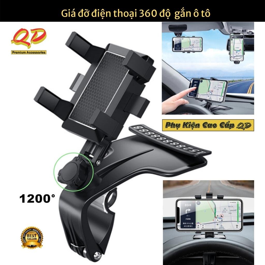 Kẹp Điện Thoại Ô tô, Giá đỡ điện thoại Xoay 360 thông minh điều chỉnh dễ dàng lắp đặt mọi vị trí trên xe