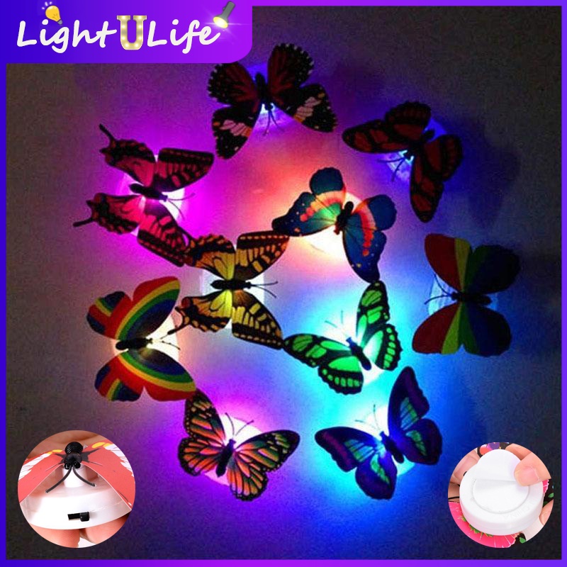 Set Đèn LED Hình Bươm Bướm Nhiều Màu Sắc Có Nút Bấm Sử Dụng Pin