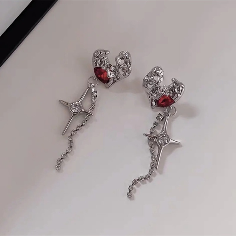 Khuyên Tai Tua Rua Hình Ngôi Sao Trái Tim Phong Cách hip hop Thời Trang
