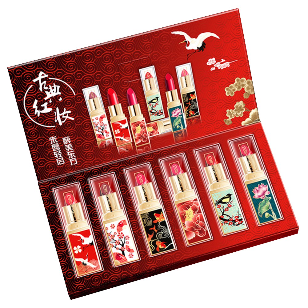 Set 6 son môi trang điểm dưỡng ẩm lâu trôi phong cách Trung Hoa đẹp mắt | BigBuy360 - bigbuy360.vn