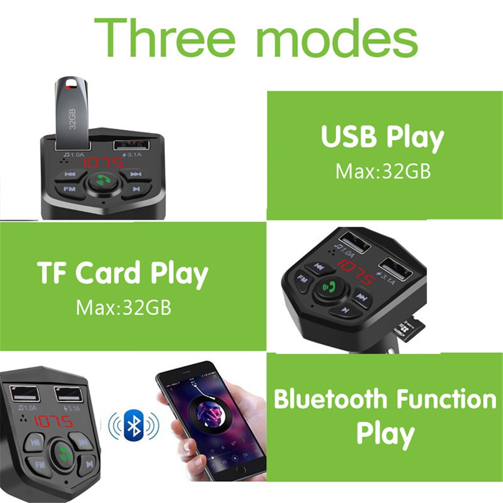 Thiết bị thu phát bluetooth chơi mp3 3.1a cho xe ô tô