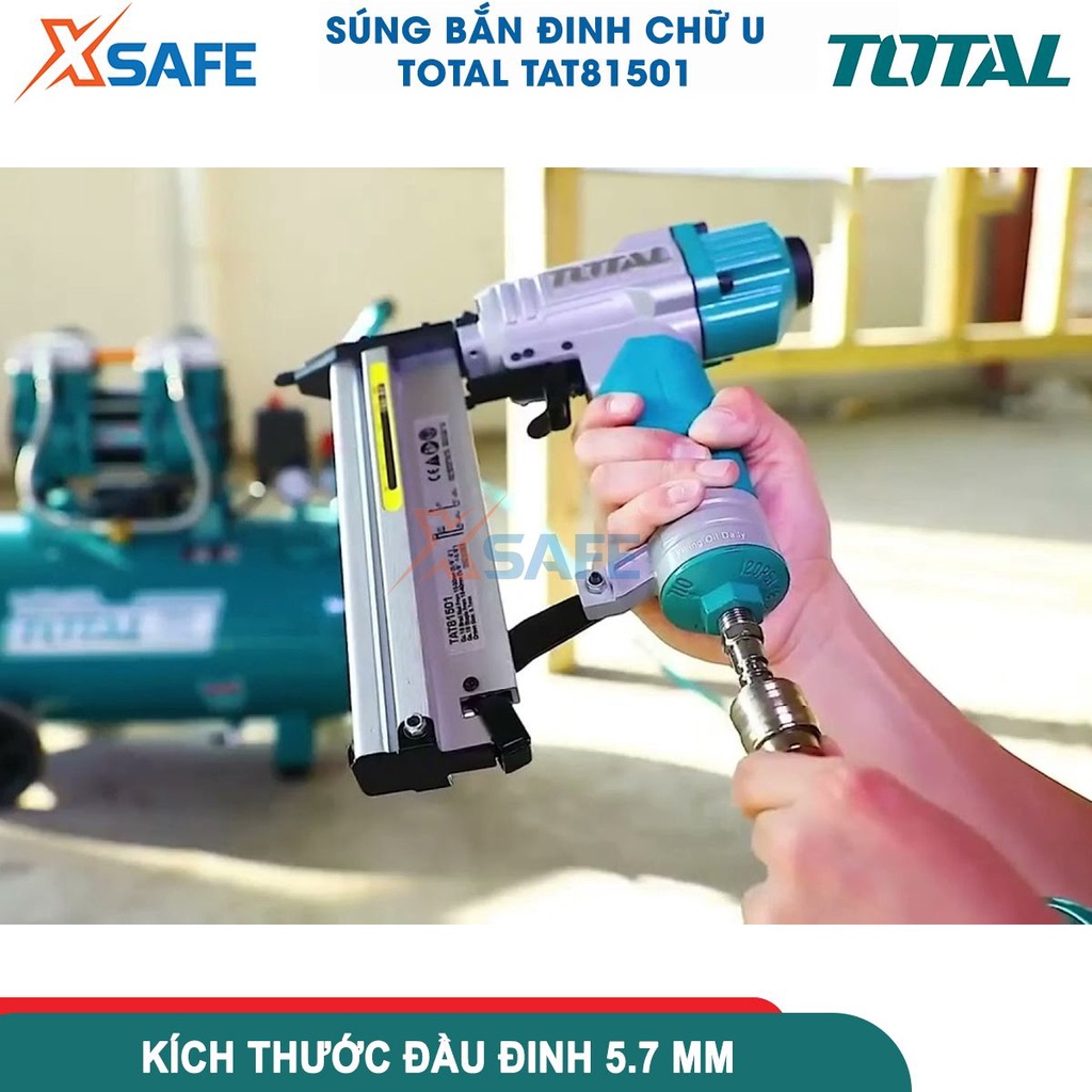 Máy bắn đinh khí nén TOTAL TAT81501 | Súng bắn đinh thẳng và đinh U kích thước ghim U 15-50mm - chính hãng