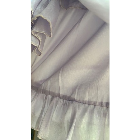 Đầm tím trễ vai xếp li ulzzang order