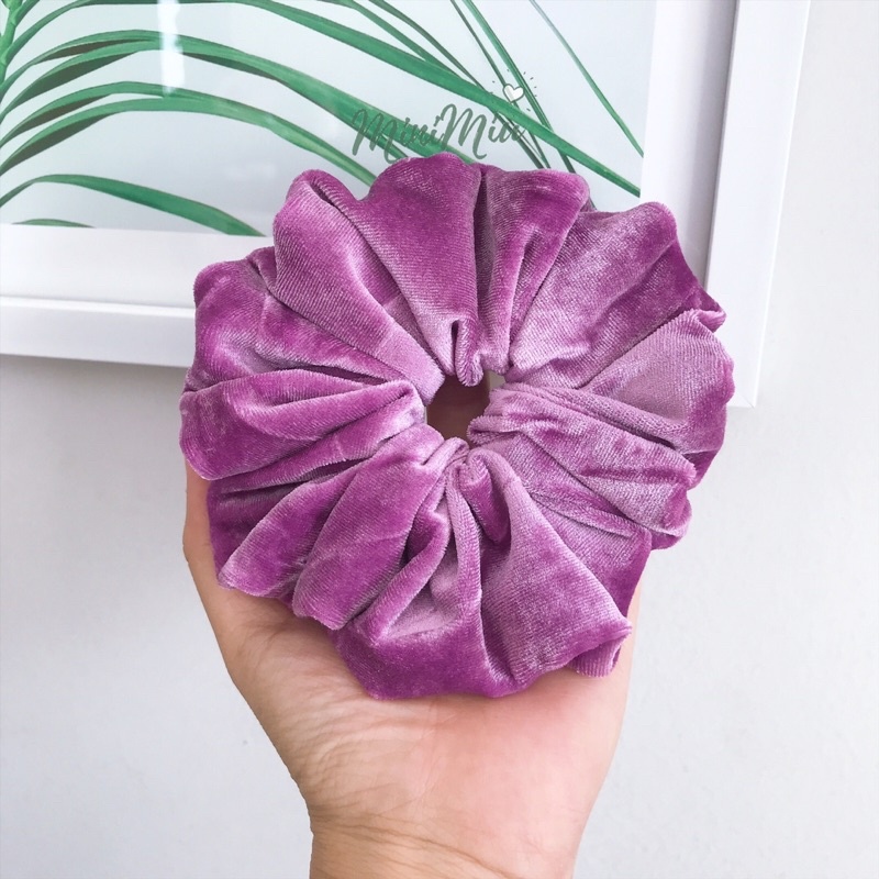 Dây cột tóc nữ Scrunchies trơn SIZE LARGE vải nhung mềm mịn, đồ buộc tóc nhung bản 5CM độ nhún dày, phồng to- Minimiu