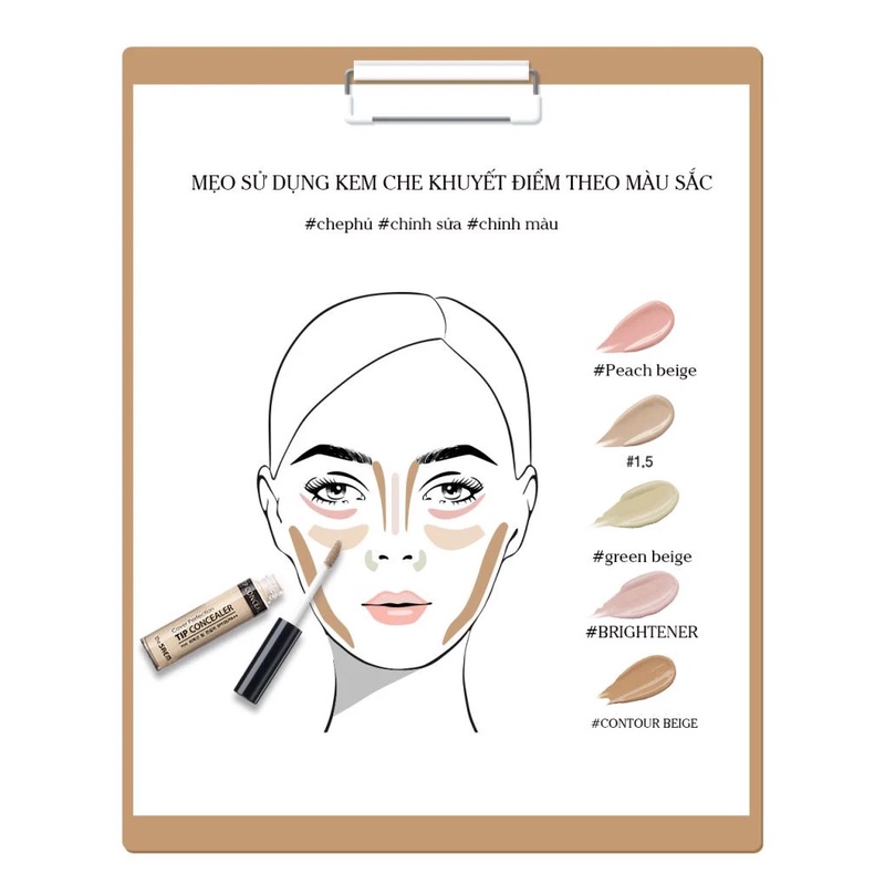 Kem Che Khuyết Điểm The Saem Cover Perfection Tip Concealer SPF28 PA++ 6.5g #1.5 Natural Beige