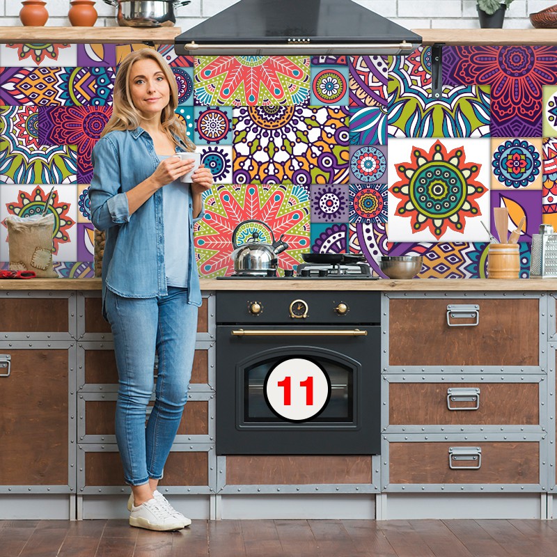Decal Dán Tường Trang Trí Bếp Họa Tiết Mandala 2 (11) | Giấy Dán Bếp Chống Bay Màu, Bắn Dầu Mỡ, Chịu Nhiệt