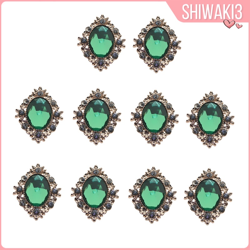 Set 10 Nút Thắt Lưng Dẹt Đính Đá Kim Cương Giả Màu Vàng Làm Đồ Thủ Công Đa Ứng Dụng