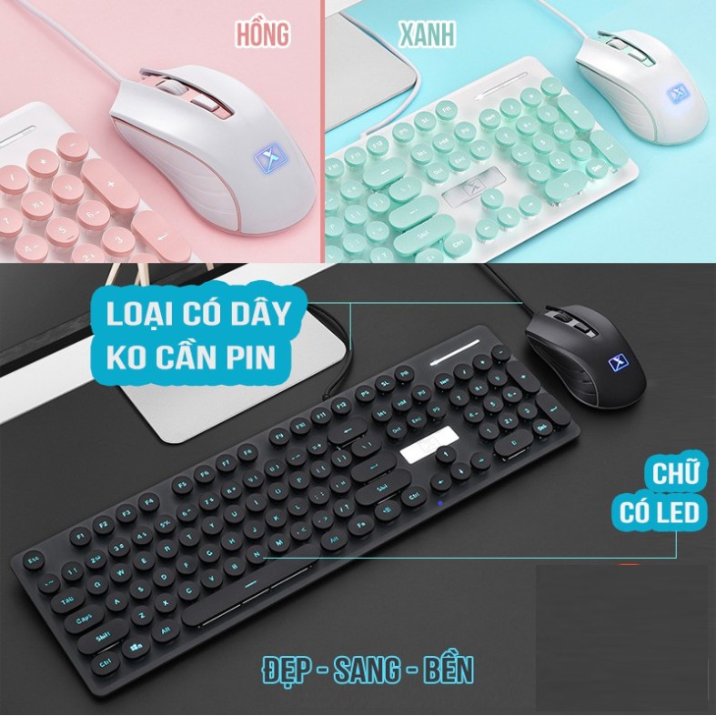 [SIÊU SALE] Bộ Bàn Phím Và Chuột Siêu Xinh N518 Cao Cấp Có Đèn Led Sáng Chữ, Bấm Siêu Chuẩn | WebRaoVat - webraovat.net.vn