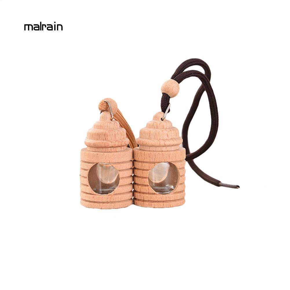 Maln_lovely Bình Đựng Nước Hoa Rỗng Bằng Gỗ Rỗng Treo Trang Trí Xe Hơi