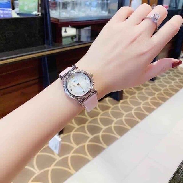 Đồng Hồ Nữ Versace V- Motif Vintage Logo Pink Leather VERE00118
