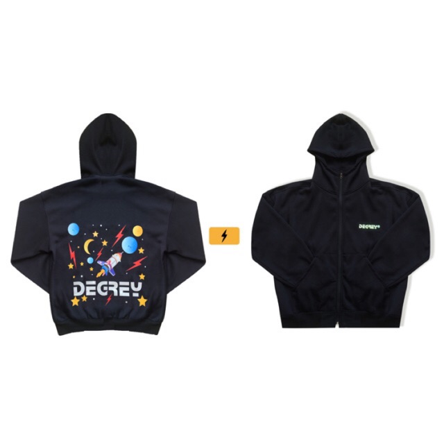 (Áo hoddie dây kéo) DEGREY Rocket Hoodie Zip Cond 9/10 size M