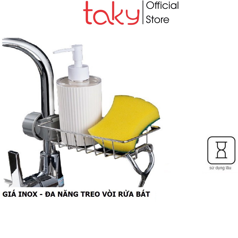 Giá Inox - Taky, Gắn Vòi Nước Cho Khu Bếp, Để Giẻ Rửa Bát, Chén Đĩa và Miếng Cọ Xoong Nồi, Tiện Dụng Gia Đình - 4008